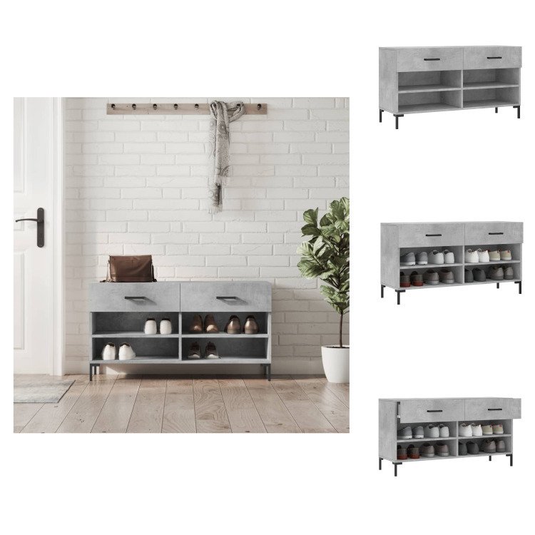 vidaXL Ławka na buty betonowa szara 102x35x55 cm materiał drewnopochodny - Stojaki i szafki na buty