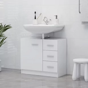 vidaXL vidaXL Szafka pod umywalkę, biała, 63x30x54 cm, płyta wiórowa - Szafki łazienkowe - miniaturka - grafika 1