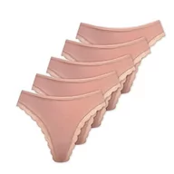 Majtki damskie - Marilyn Poupée Infinity stringi z bawełny z obszyciem koronkowym, kolor naturalny, rozmiar M, 5 sztuk w opakowaniu, naturalny, M - miniaturka - grafika 1