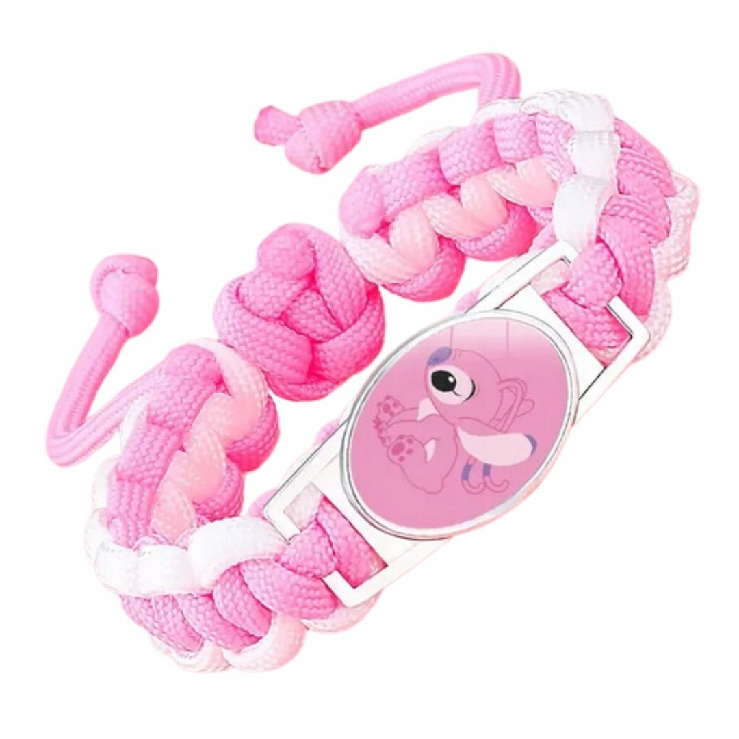 Bransoletka Regulowana Pleciona Różowo Biała Słodki Stworek Prezent