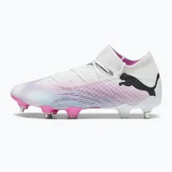 Piłka nożna - Buty piłkarskie PUMA Future 7 Ultimate MxSG puma white/puma black/poison pink - miniaturka - grafika 1