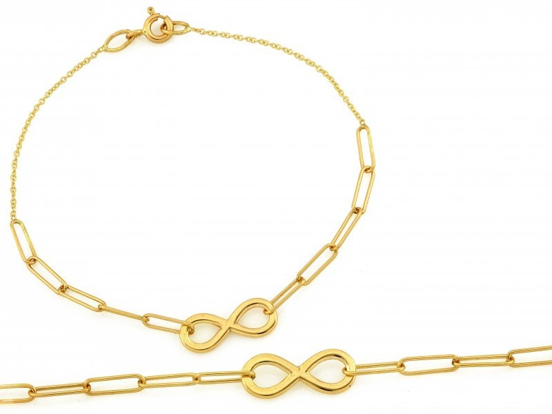 Bransoletka złota 585 z dużych Ogniw i Nieskończonością r18 Infinity 1.63g
