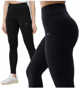 Legginsy 4F Damskie Bawełniane Sportowe Czarne Klasyczne GF195 r. Xs