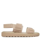 Sandały damskie - Sandały Calvin Klein Sq Molded Sandal Webb HW0HW02872 Beżowy - miniaturka - grafika 1