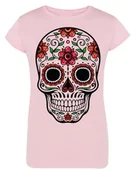 Koszulki i topy damskie - T-Shirt damski kolorowy nadruk CZASZKA r.M - miniaturka - grafika 1