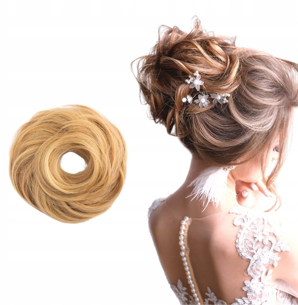 beauty town Włosy kok gęsty syntetyczny na gumce blond