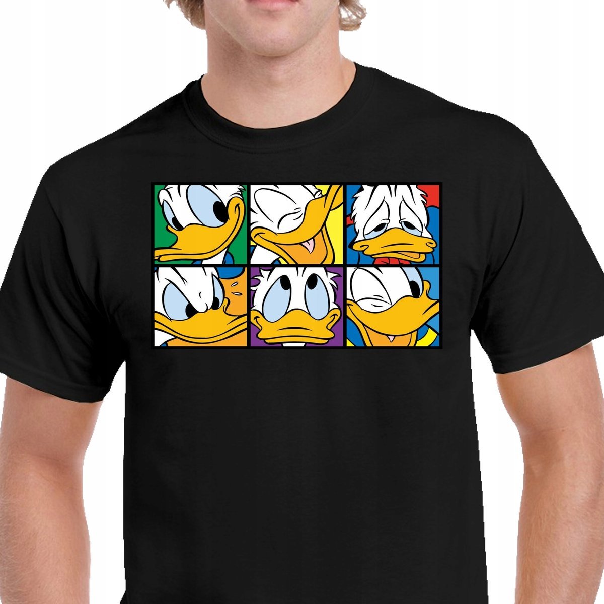 Po42 Koszulka Śmieszna Kaczor Donald Duck Prezent Bajka Bawełna M Czarna
