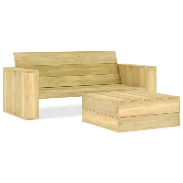 Zestaw Mebli Ogrodowych z Impregnowanego Drewna Sosnowego, Ławka 179x76x76