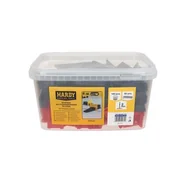 Narzędzia glazurnicze - Zestaw do poziomowania płytek w wiaderku: Klipsy fuga 2 mm płytki 3-16 mm 100 sztuk + kliny 50 sztuk Hardy - miniaturka - grafika 1