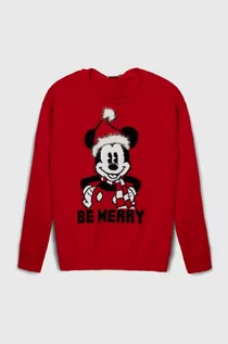 Swetry dla dziewczynek - United Colors of Benetton sweter dziecięcy x Disney kolor czerwony lekki - grafika 1