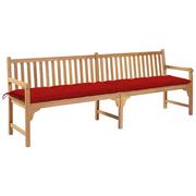 Ławki ogrodowe - vidaXL Lumarko Ławka ogrodowa z czerwoną poduszką, 240 cm, lite drewno tekowe 3062910 - miniaturka - grafika 1