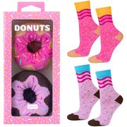 Skarpetki damskie - Zestaw 2x Skarpetki damskie Soxo Donut w Pudełku | Idealne na prezent | Śmieszne i Wesołe | różowe - SOXO - miniaturka - grafika 1