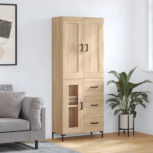 vidaXL Witrynka, dąb sonoma, 69,5x34x180 cm, materiał drewnopochodny - Witryny - miniaturka - grafika 1