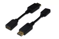 Adaptery i przejściówki - Assmann Kabel adapter Displayport z zatrzaskiem 1080p 60Hz FHD Typ DP/HDMI A M/Ż czarny 0,15m - miniaturka - grafika 1