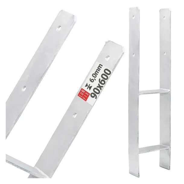 Podstawa słupa typu H 90x600 mm kotwa typ H do wmurowania PSH ocynk 1szt.