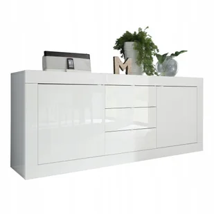 Komoda biała lakierowana wysoki połysk z szufladami 210 cm włoska Bella - Komody - miniaturka - grafika 1