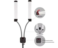 Lampy kosmetyczne - Lampa podwójna Dual Led GLAM Make Up do Makijażu, Rzęs, 40W - miniaturka - grafika 1
