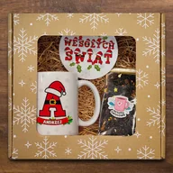 Kubki - Zestaw prezentowy - świąteczny kubek z imieniem - czapka Mikołaja - miniaturka - grafika 1
