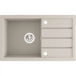 LAVEO SBP 411T TRZYNASTKA Zlewozmywak granitowy 1 komora z ociekaczem Wymiary: 480x790x170 mm Kolor: beż W zestawie z syfonem Space Saving i korkiem automatycznym - Zlewozmywaki - miniaturka - grafika 1