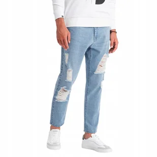 Męskie spodnie jeansowe TAPERED FIT jasnoniebieskie V1 OM-PADP-0175 XXL - Spodnie męskie - miniaturka - grafika 1