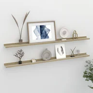 Półki do salonu - vidaXL vidaXL Półki ścienne, 2 szt., biel i dąb sonoma, 115x9x3 cm - miniaturka - grafika 1