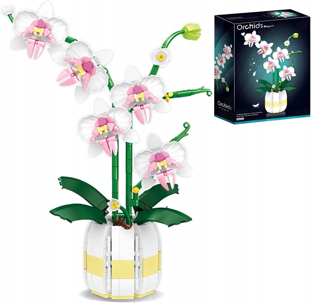 DUŻY ZESTAW KLOCKÓW KONSTRUKCYJNYCH – KWIATY DO SKŁADANIA ORCHIDEA STORCZYK 616pcs