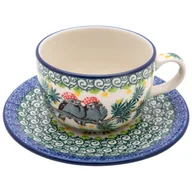 Filiżanki - FILIŻANKA do herbaty kawy 200 ml ze spodkiem - Ceramika Artystyczna Bolesławiec - miniaturka - grafika 1