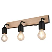 Lampy ścienne - Kinkiet ścienny Arturo jasne drewno-czarny 3xE27x10W nad lustro z włącznikiem wym: 12 x 45 x 11 cm metal IP44 Trio - miniaturka - grafika 1