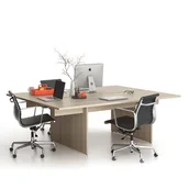 Biurka - Biurko DOUBLE SOLID + 1x rozszerzenie blatu, 2100 x 1650 x 743 mm, naturalny dąb - miniaturka - grafika 1