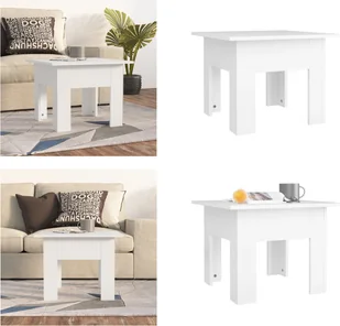vidaXL Stolik kawowy biały 55x55x42 cm materiał drewnopochodny - Stolik kawowy - Stoliki kawowe - Stolik - Stolik sofowy - Ławy i stoliki kawowe - miniaturka - grafika 1