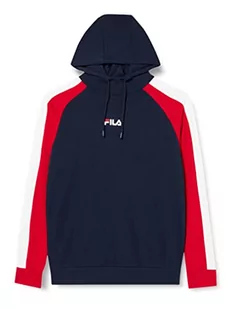 FILA Męska bluza z kapturem Solana Blocked Black Iris-True Red-Bright White, L, Black Iris-true Red-Bright White, L - Bluzy męskie - miniaturka - grafika 1