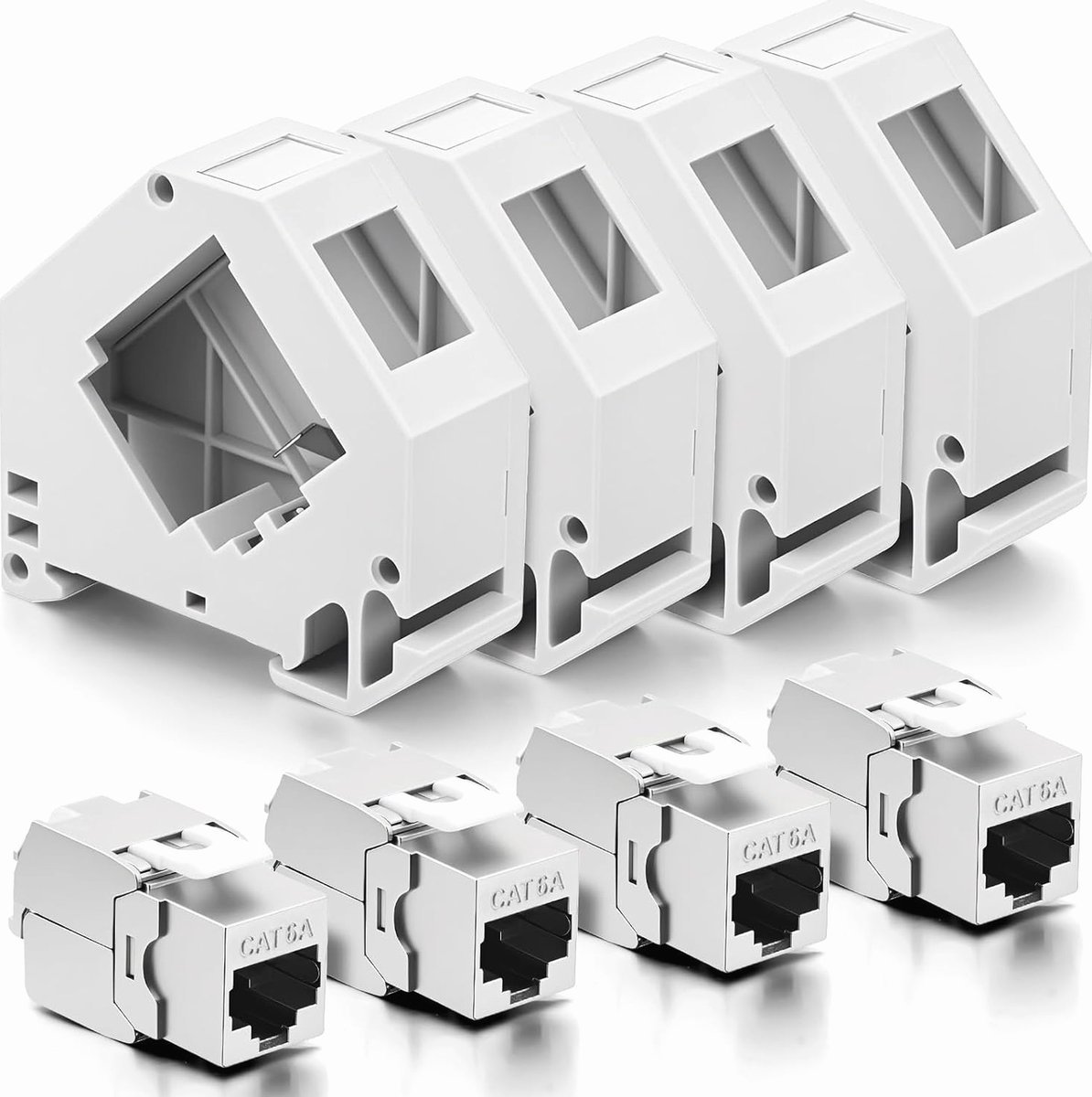 WSPORNIK MODUŁOWY SZYNĘ DIN 35MM KAT6A 4 MODUŁY MONTAŻ BEZNARZĘDZIOWY