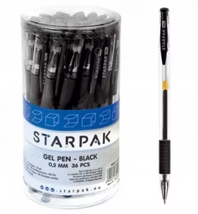 Starpak Długopis żelowy z gripem czarny (36szt) - Długopisy - miniaturka - grafika 1