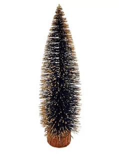Choinka Sztuczna Na Pniu Złota Czarna Z Brokatem Wysoka 35 Cm - Choinki - miniaturka - grafika 1
