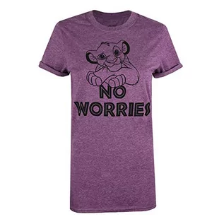 Koszulki i topy damskie - Disney Damska koszulka 'Lion King No Wories', Bakłażan wrzosowy, 40 PL - grafika 1