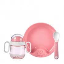 Mepal Zestaw obiadowy dziecięcy Mio Deep Pink 108040078400 - Miseczki i talerzyki dla dzieci - miniaturka - grafika 1