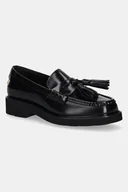 Mokasyny damskie - Tommy Hilfiger mokasyny skórzane TASSEL SQUARISH TOE LTHR LOAFER damskie kolor czarny na platformie FW0FW08749 - miniaturka - grafika 1