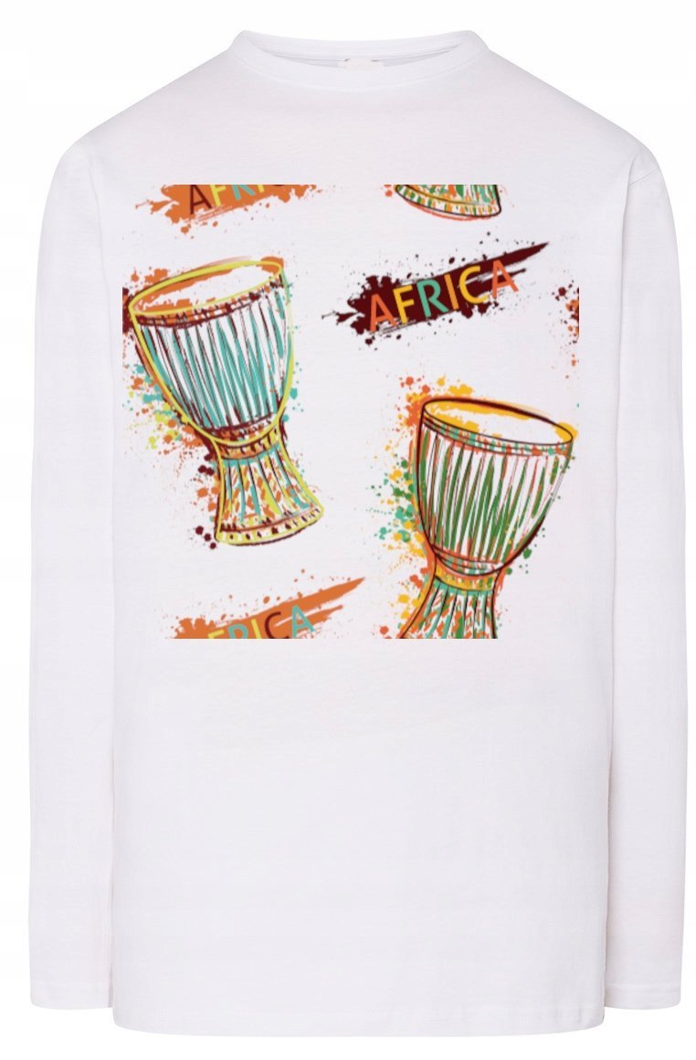 Longsleeve męski nadruk bębenki Afryka r.S