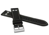 Akcesoria do zegarków - LAVVU Czarny pasek PILOT z luksusowej skóry Top Grain - 18 - miniaturka - grafika 1