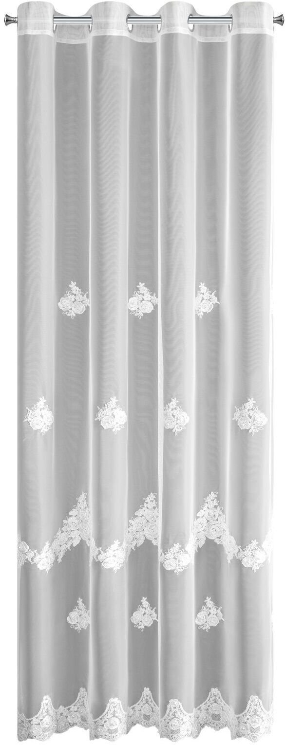 Eurofirany Firana gotowa ISARI 140x250 cm biała na przelotkach woalowa