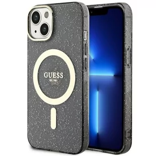 Guess GUHMP14SHCMCGK iPhone 14 6.1" czarny/black hardcase Glitter Gold MagSafe - Etui i futerały do telefonów - miniaturka - grafika 1