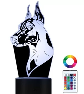 Lampka Nocna 3D Led Doberman Pies Grawer Imię - Lampy stojące - miniaturka - grafika 1