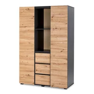 Łóżeczka i kojce - LITTLE SKY by KLUPŚ Szafa 3-segmentowa DALIA antracyt-dąb - miniaturka - grafika 1