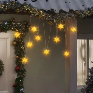 vidaXL Sznur świecących gwiazdek morawskich, 10 LED, żółte, 10 cm - Oświetlenie świąteczne - miniaturka - grafika 1