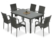 Meble ogrodowe - Meble Technorattanowe Fiesta/Venecja 6+1 Dolphin Grey - miniaturka - grafika 1