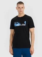 Koszulki męskie - 4F T-shirt regular z nadrukiem męski - czarny M - miniaturka - grafika 1