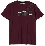 Koszulki męskie - Lonsdale Men Regular Fit T-Shirt Walkley - Vintage Oxblood - m - miniaturka - grafika 1