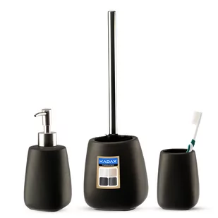 Zestaw łazienkowy szczotka WC + kubek + dozownik, czarny - Akcesoria łazienkowe Zestaw łazienkowy szczotka WC + kubek + dozownik, czarny - Akcesoria łazienkowe - miniaturka - grafika 1