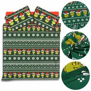 Grinch zielony komplet pościeli, bawełniana pościel świąteczna 200x220 cm - Pościel dla dzieci - miniaturka - grafika 1