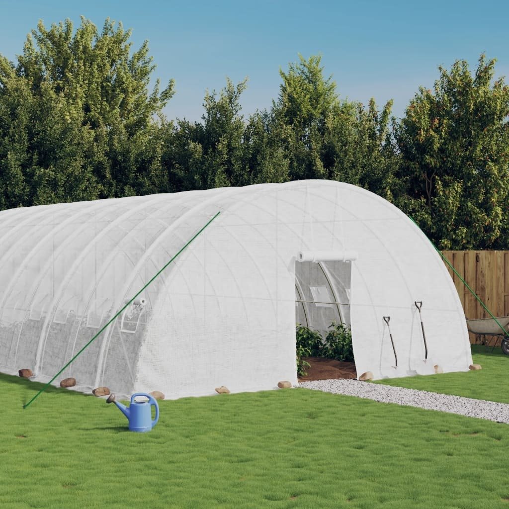 Szklarnia z ramą stalową biała 96 m² 16x6x2,85 m
